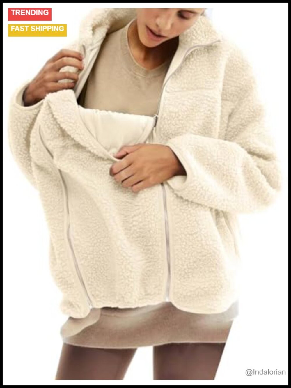Maternity Fleece Jacket Winter Teddy Coat Zip Up Warm Pregnancy